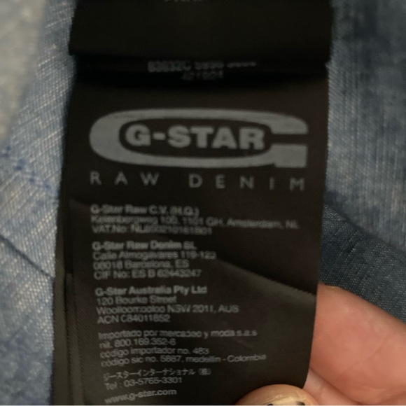 G Star Raw Denim Mens XL Casual Blue Chambray Button Down Shirt Dual Pocket - Picture 9 of 9